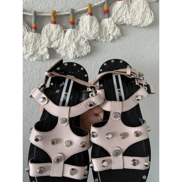 Alexander Mcqueen Solenie Studded Gladiator Slingback Buckle Leather Sandals 37 - Picture 4 of 11